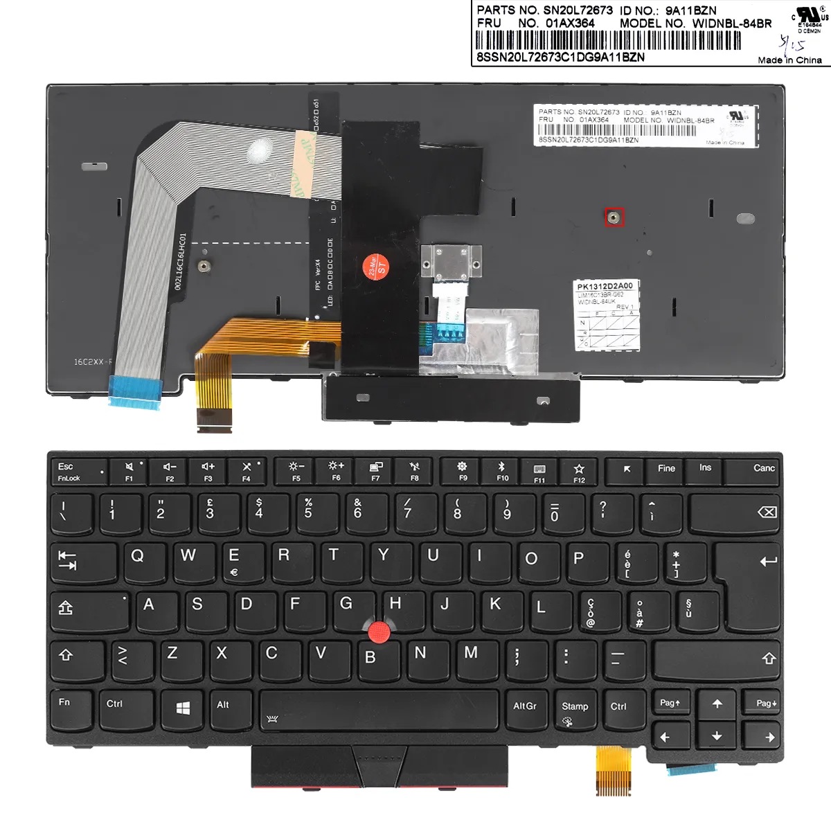 Picture of IBM ThinkPad T470 T480 BLACK FRAME BLACK ( Backlit,with point stick ,For Win8) OEM